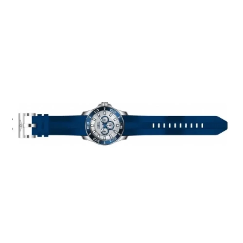 Invicta Pro Diver 36610 Men's 50mm Silver Dial Blue Bezel Silicone Watch NIB Box